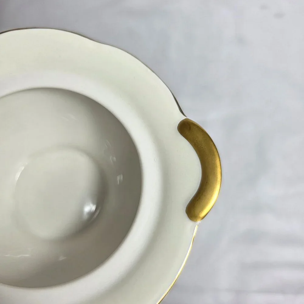 Theodore Haviland Delaware (New York) Sugar Bowl with Lid Ivory with Pink Roses